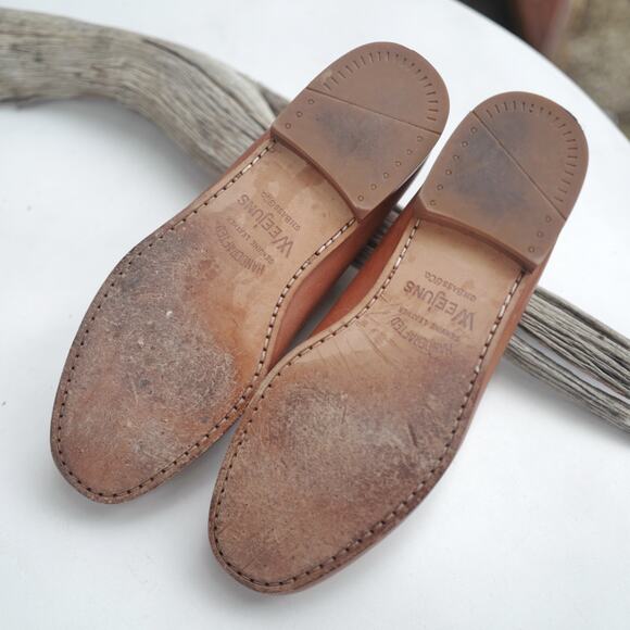 EUC G.H.Bass Weejuns Logan Classic Natural Tan Leather Slip On Penny Loafer 10.5 - Picture 8 of 14